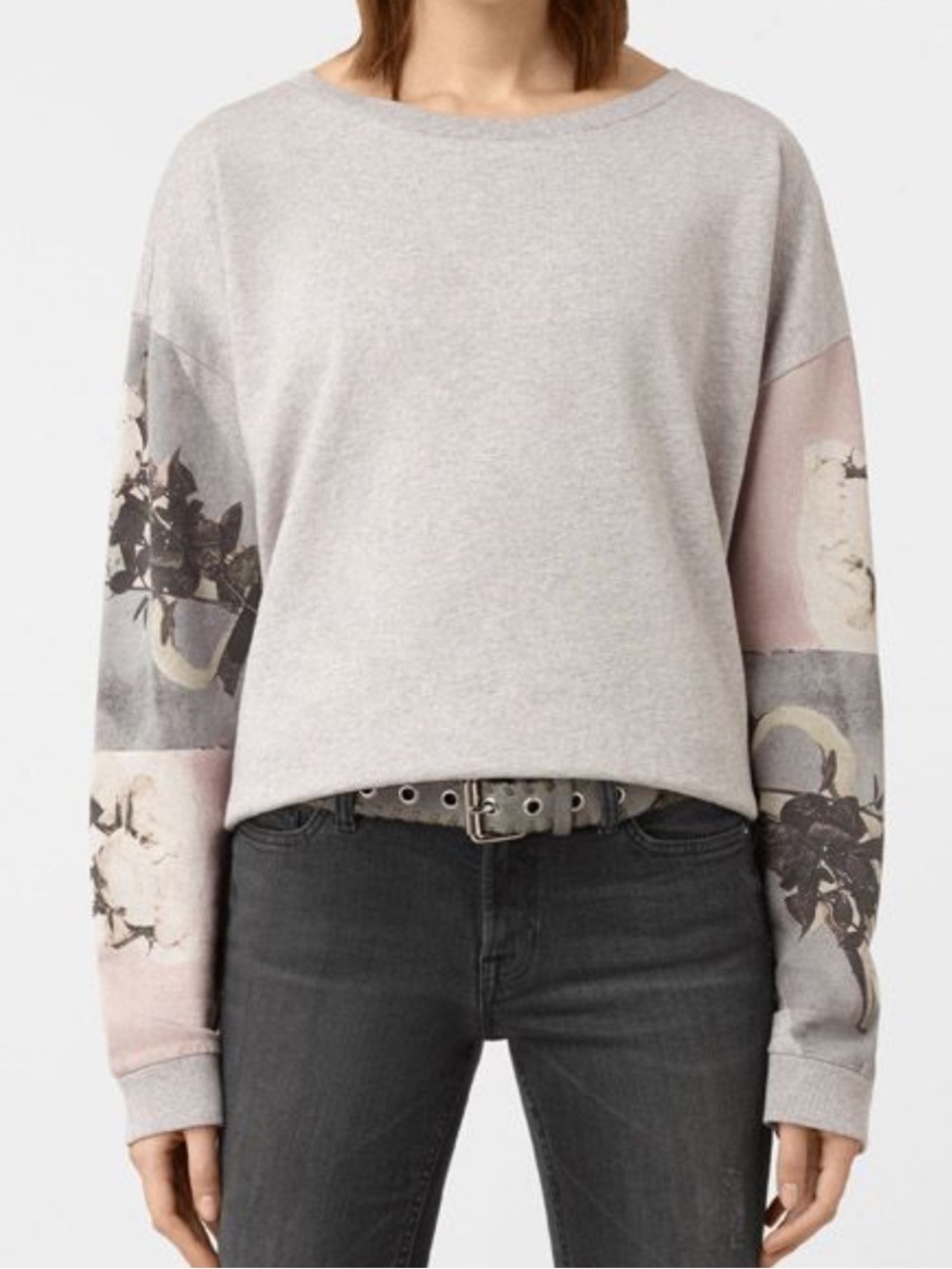 All Saints Belle Lo Floral Sleeves Crewneck Sweatshirt